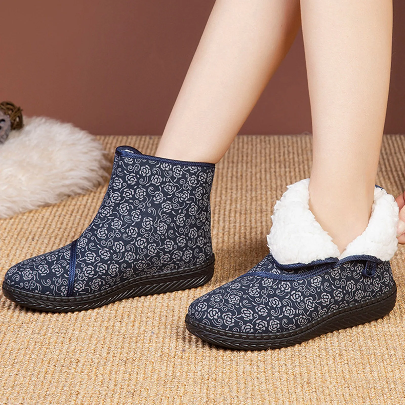 

Girls Snow Boots Size 5 Toe Boots Cotton Velvet Snow Plus Women'S Round Outdoor Thick Printed Boots Shoes Shoes For Winter Women