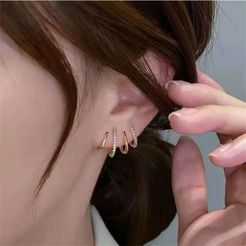 1/5PAIRS Drilling Technology U-shaped Four-row Stud Earrings Durable Unique Design Ear Clip Earring Alloy Material