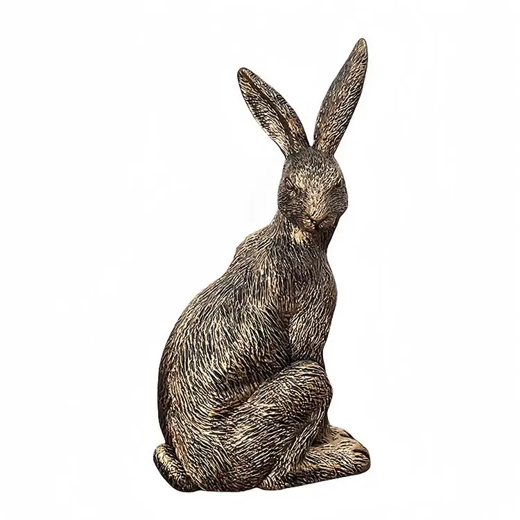 

Украшения для украшения дома из смолы сидящего кролика, имитация офисного выставочного зала, латунные украшения в виде кролика