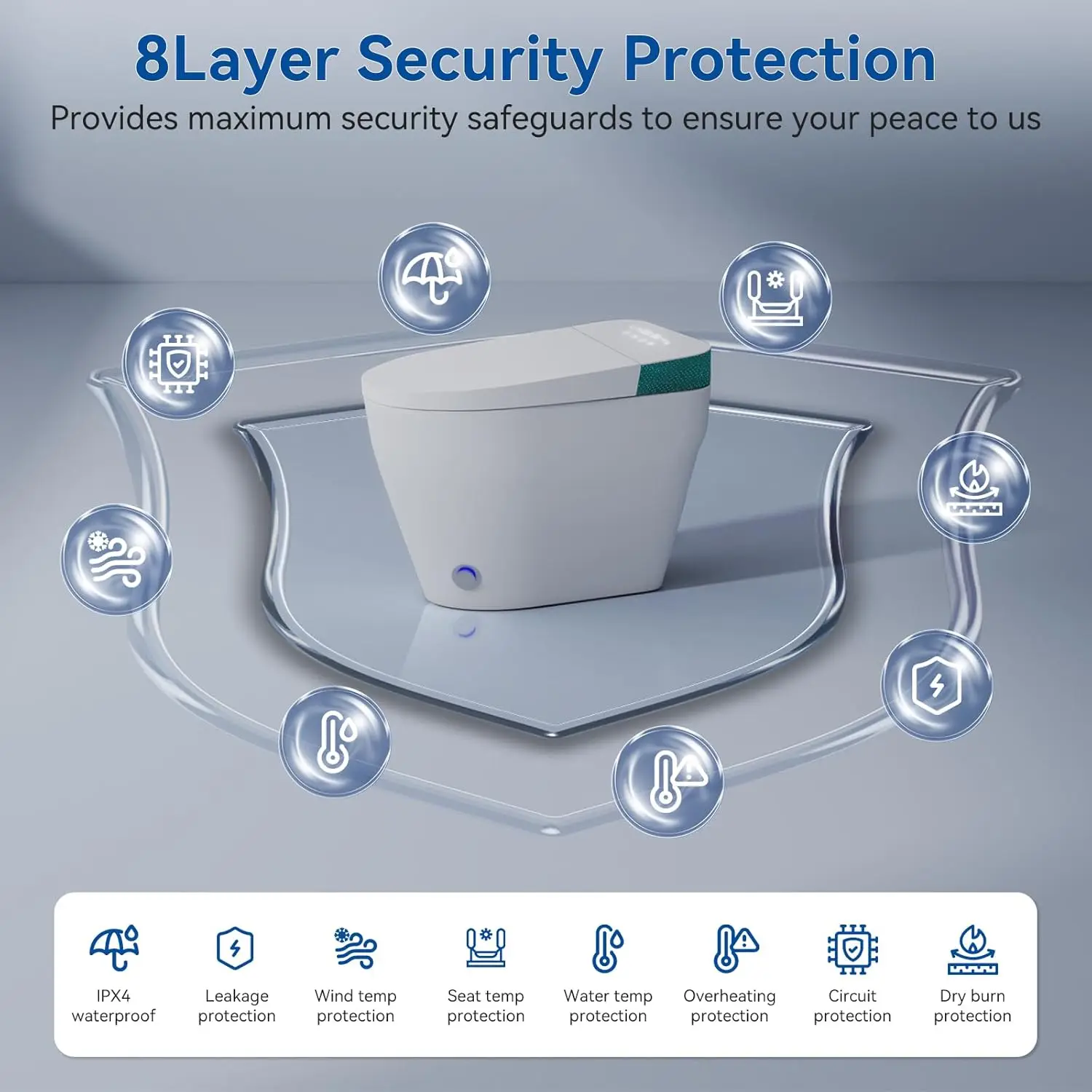 Smart Toilet with Bidet Built In, Elongated Heated Seat, Warm Water & Dryer, One Piece Bidet for Bathrooms, Modern, Customized