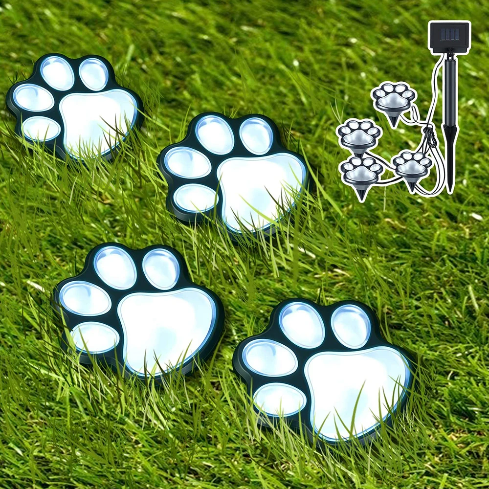 

4-IN-1 Solar Outdoor Lighting Dog Cat Animal Paw LED Solar Lights for Garden Patio Yard Walkway Garden Path Lawn Yard Decoration