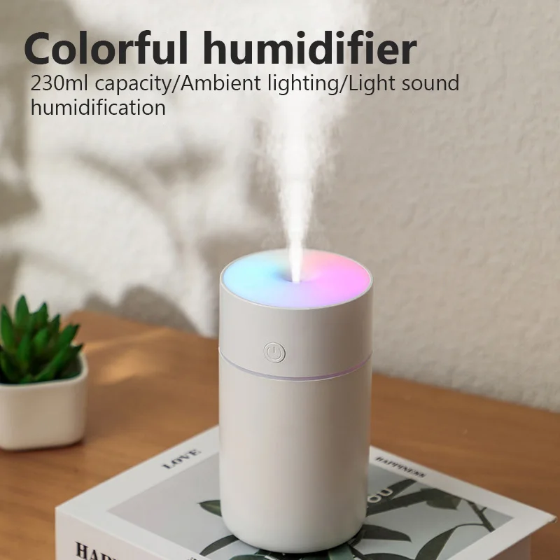 1200mAh Colorful Portable Air Humidifier Ultrasonic Cool Mist Sprayer Home Car Office USB Charging Cordless Quiet Aroma Diffuser