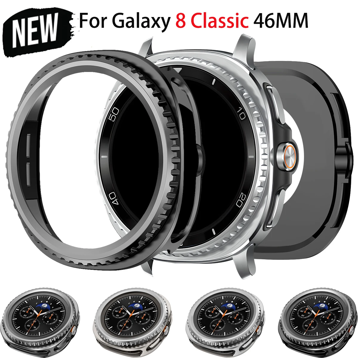 

Gear Case for Samsung Galaxy Watch 8 Classic 46mm Bezel Ring + Cover Matal + PC umper for Galaxy 8 Classic Shell Frame Protector