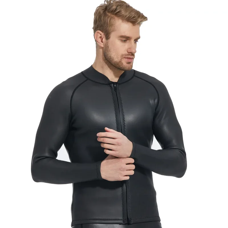 2MM Neoprene Men Women Long Sleeve Leather Wetsuit Swim Jacket Plus Size Scuba Snorkeling Surfing Spearfishing Diving Suit Tops