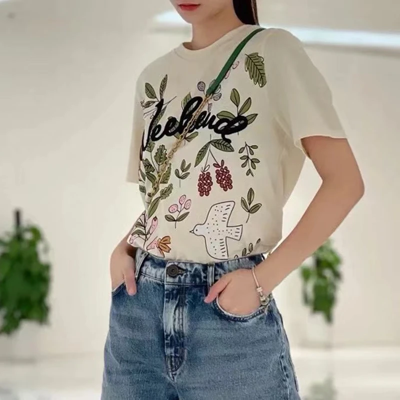 Mori Girls Sweet Floral Printed Aesthetic T Shirts Korean Vintage Flower T-shirt O-neck Casual Cotton Tees Summer All-match Tees