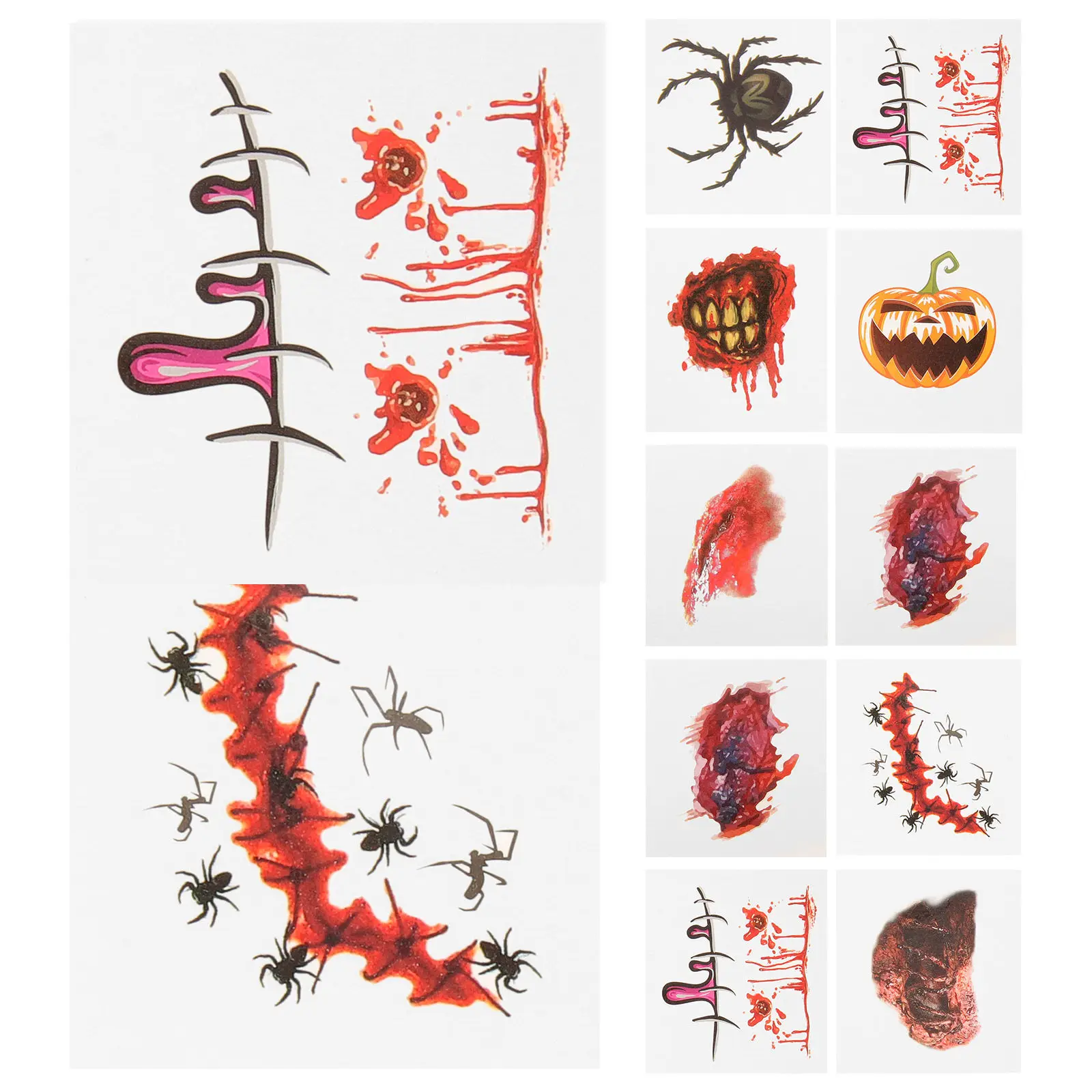 

40Pcs Halloween Face Tattoos Realistic Scars Cuts Wounds Decals Temporary Body Makeup for Masquerade Cosplay Halloween Party