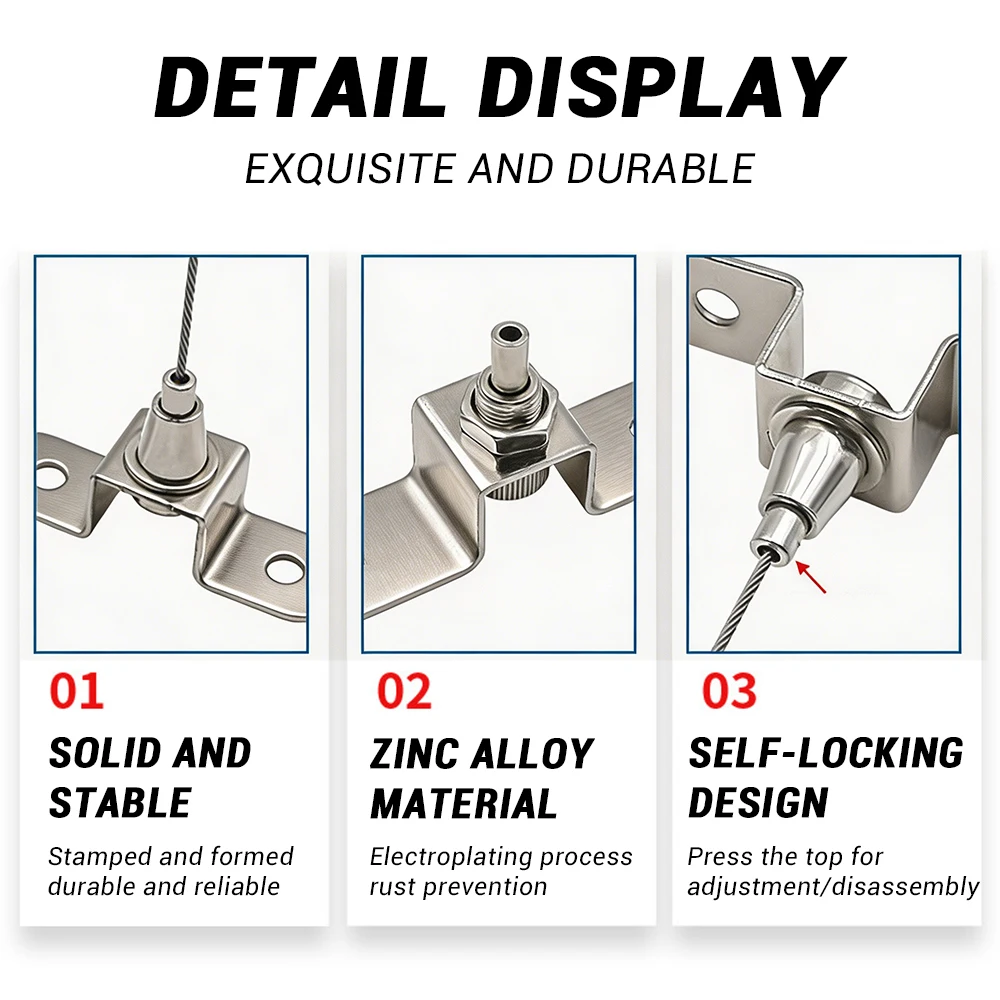Self-Locking Adjustable Steel Wire Rope Cables Hanging Hook For Picture Advertising Billboard Display Clamp Hardware Accessories