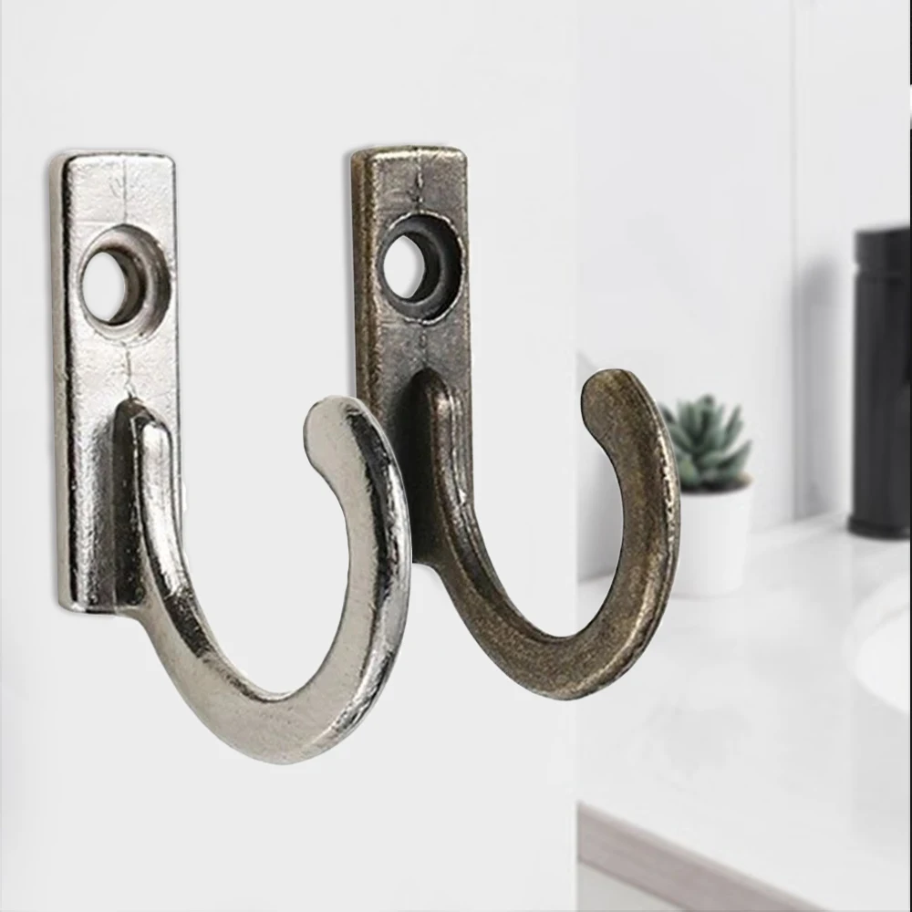 10Pcs/set Vintage Hooks Wall Hanger Curved Buckle Horn Lock Clasp Hook for Wooden Jewelry Box Furniture Home Decoration Hooks view 3