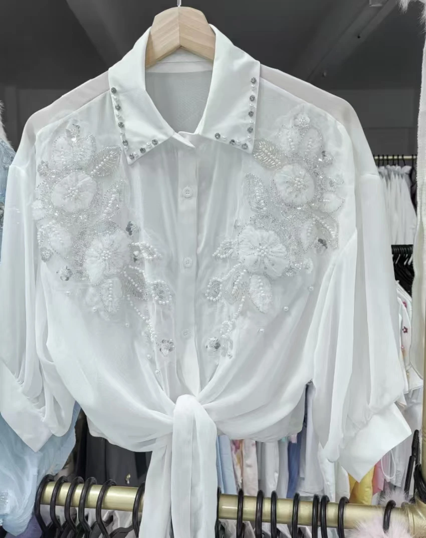 Streetwear Summer Sunscreen Blouses Shirts for Women Cardigans Crop Top Korean Popular Clothes Woman Clothing - view 4