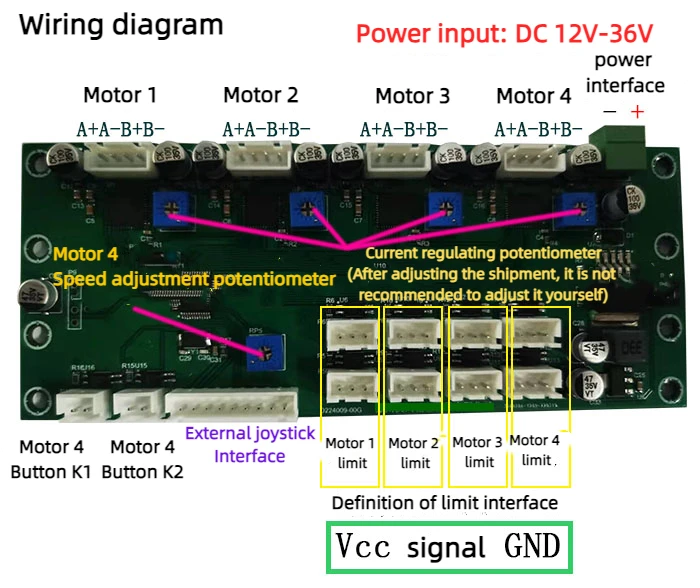 3/4 Axis 2-phase 4-wire 6-wire Stepper Motor Drive Control Integrated Board Rocker Control Stepless Speed Regulation