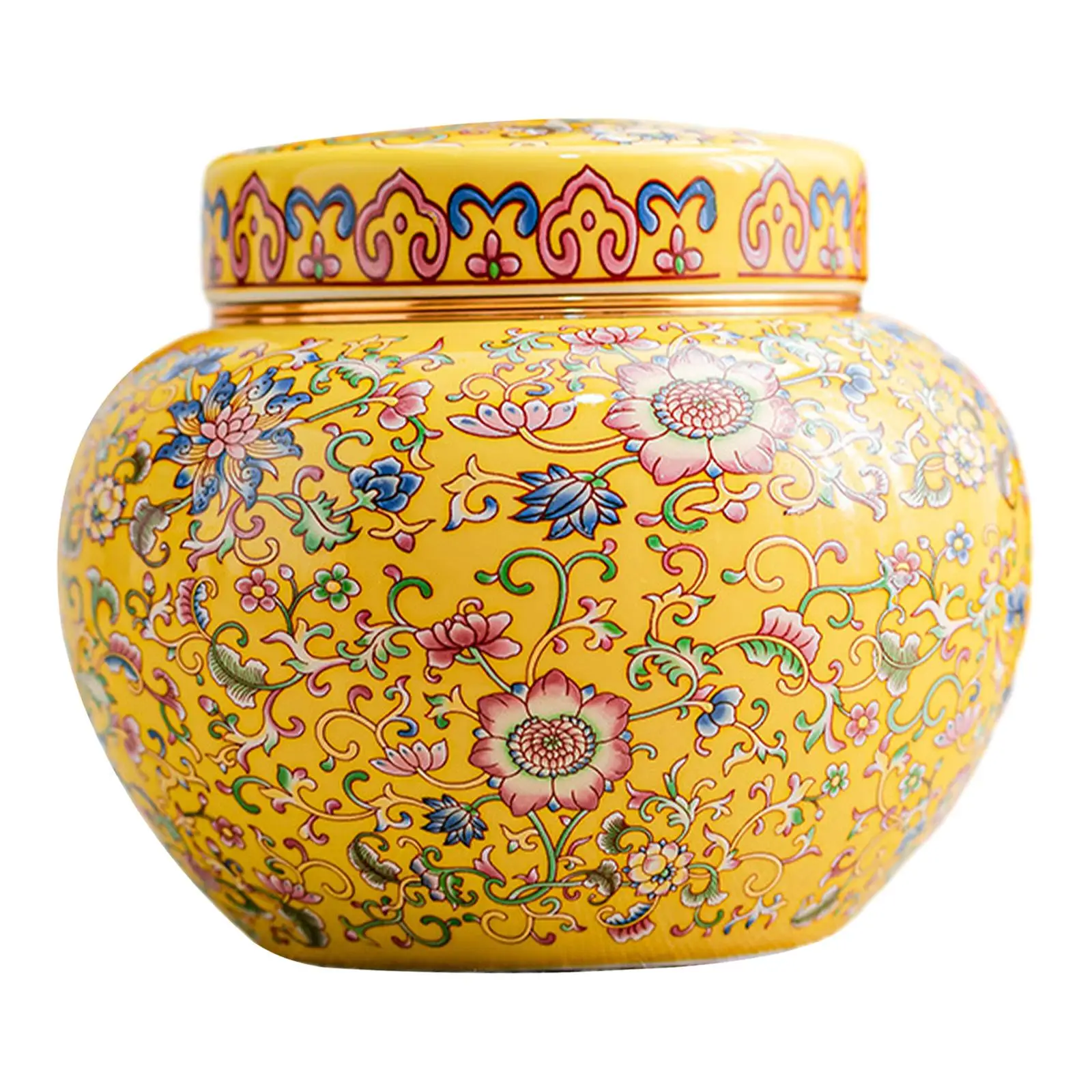 Ceramic Ginger Jar Tea Pot With Lid Multifunctional Art 800ml Capacity Floral
