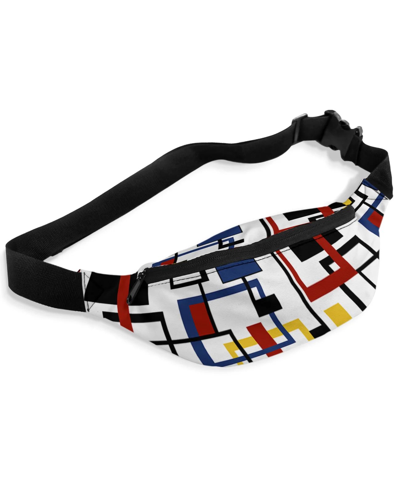 Nordic Retro Medieval Geometric Abstract Colorful Men Women Waist Bag Fanny Pack Belt Bag Wallet Waterproof Banana Hip Bags