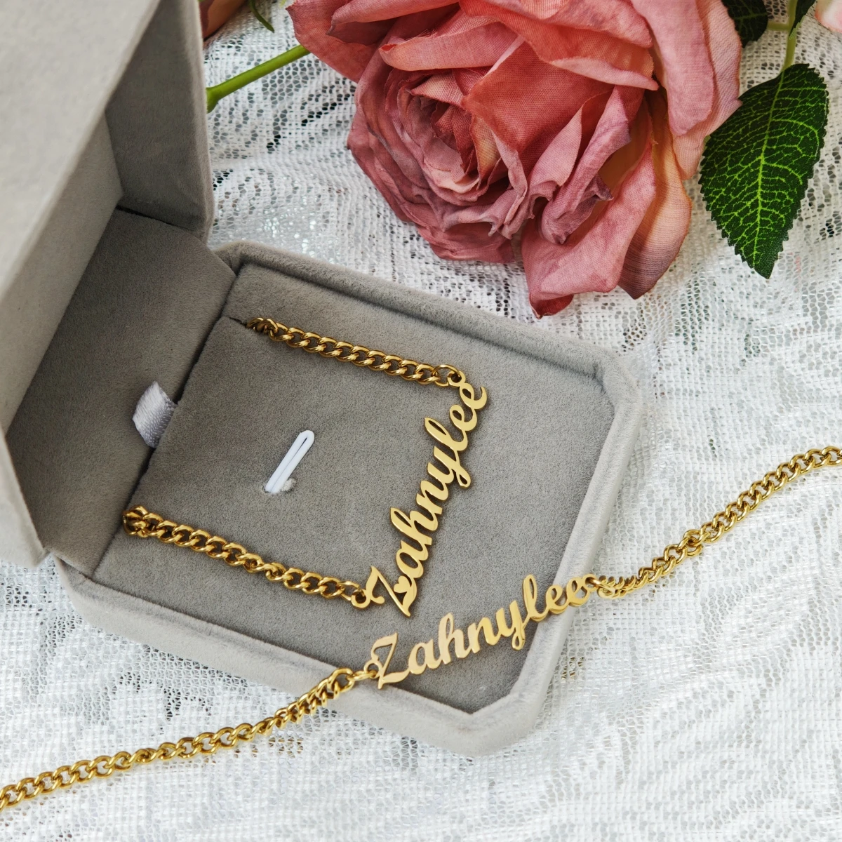 Personalized Customized Necklace Bracelet Set Children's Gift  Women's Jewelry Stainless Steel Name Set Commemorative Day Gift