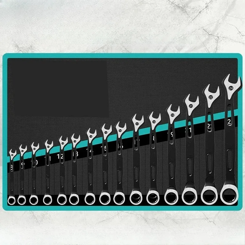 

72-Tooth Quick Release Ratcheting Wrench Set Dual Ended Open End Box Wrench for Easy Tightening
