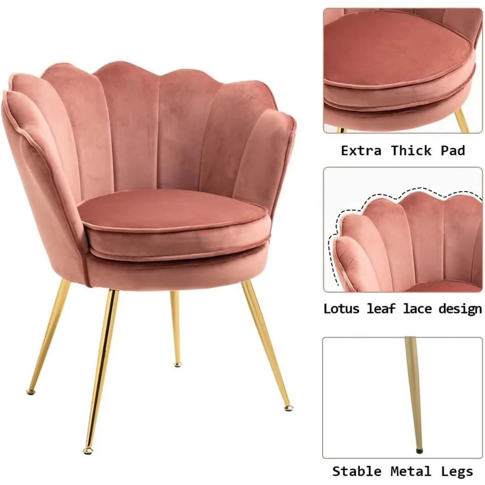 Роскошные бархатные стулья с акцентом, набор из 2 шт., золотые ножки, тафтинговый дизайн для гостиной, спальни, кухни, столовой, туалетного столика, платья