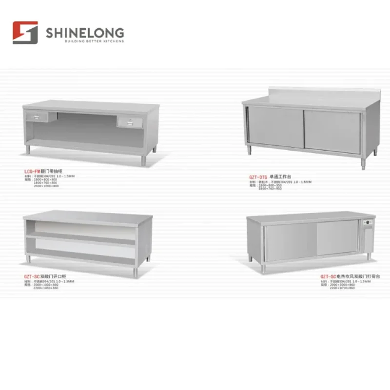 custom.Hotel Restaurant Kitchen Furniture Stainless Steel Work Table Sink and Kitchen Cabinet