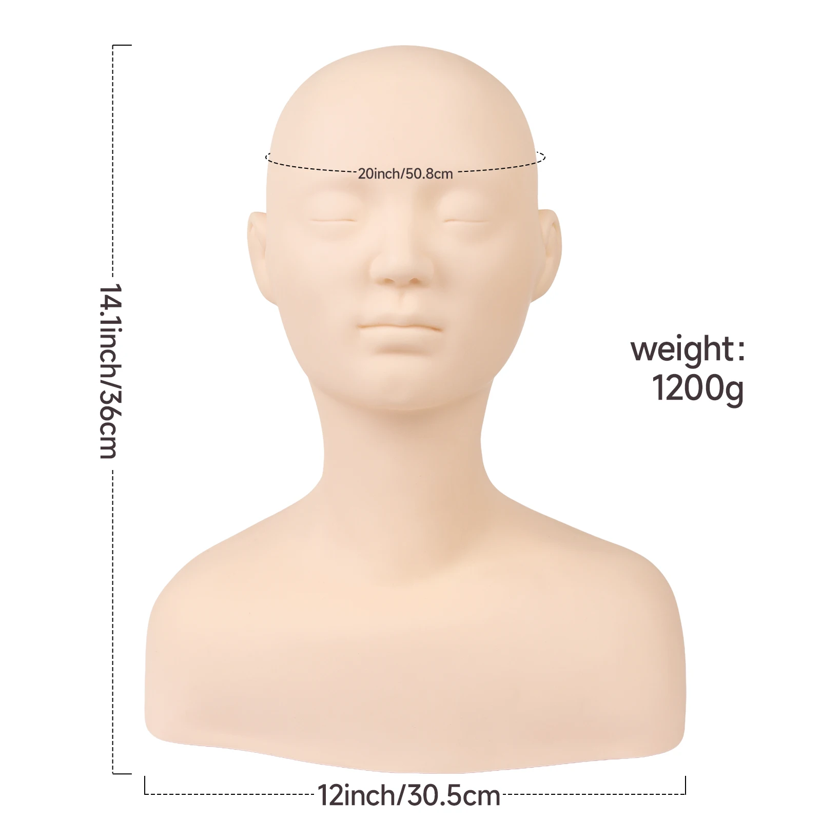 Professional Soft Makeup Mannequin Head Model With Shoulders For Cosmetology, Facial, Eyelash Extensions,Massage,Makeup Training