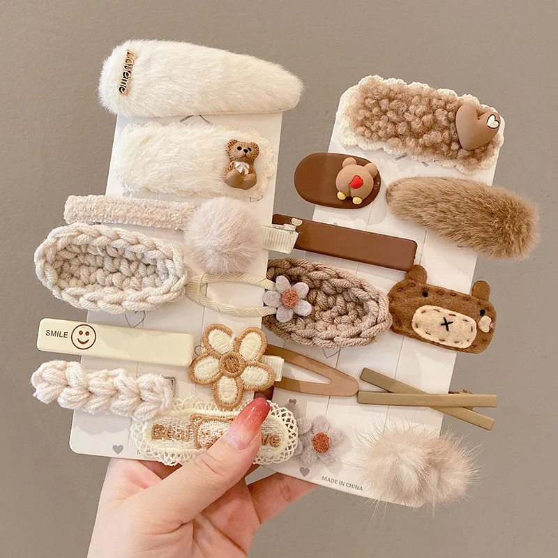 

Autumn and winter plush children's clips headgear side bangs clip cute clips hair accessories