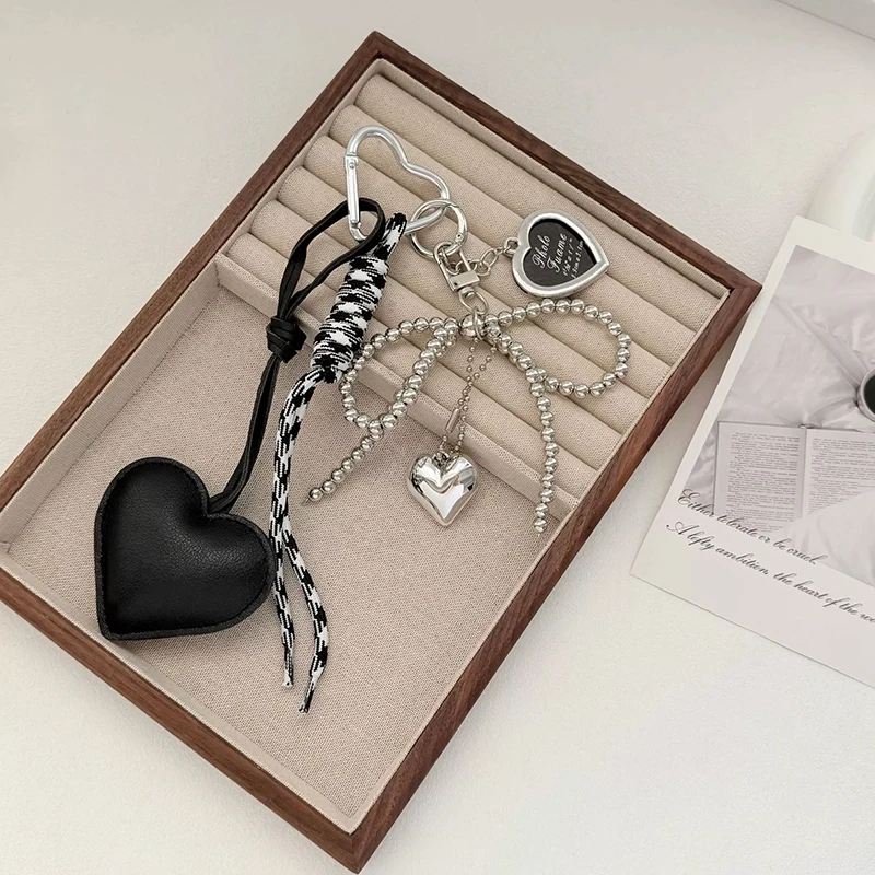 الجلود القلب القوس المفاتيح للفتيات حساسة مطرز كيرينغ سيارة مفتاح حامل حقيبة قلادة هدية