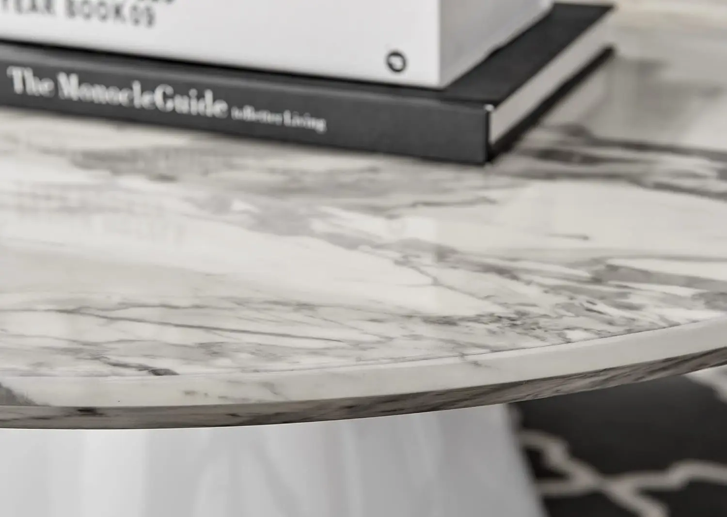 Coffee Table - Round Coffee Table - Contemporary Minimalist Coffee Table With Tapered Central Pillar - White, Customized