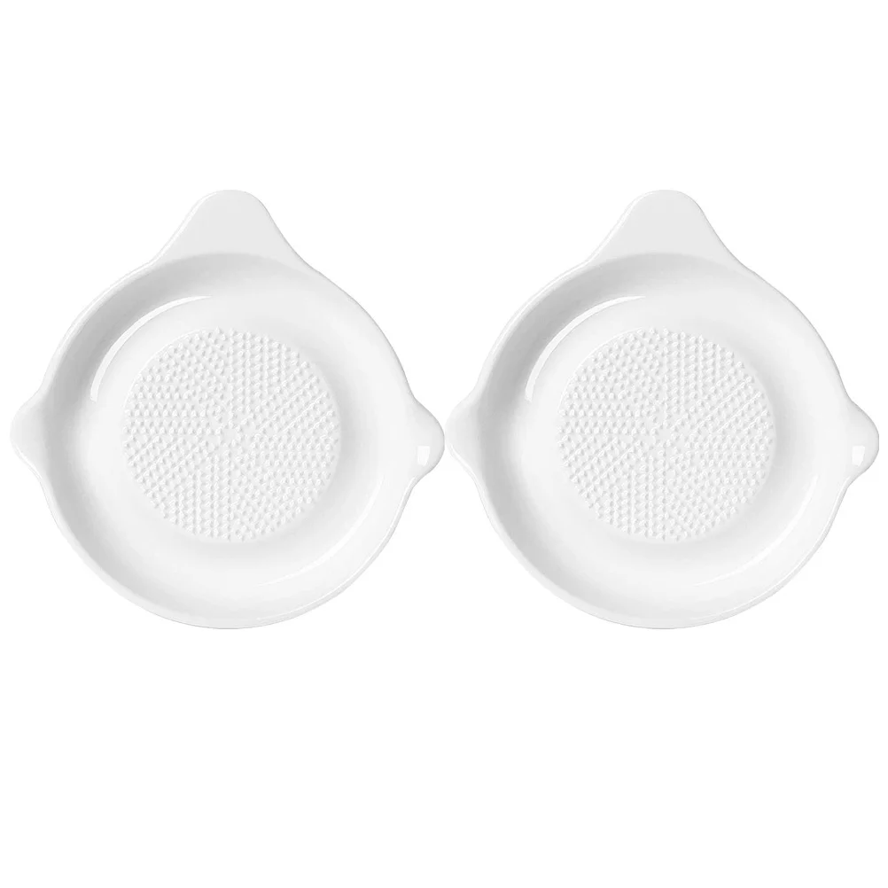 

2Pcs Ceramic Garlic Grater Multi-Function Wear-Resistant Ginger Grinding Plate Kitchen Food Crusher Complementary Food Maker