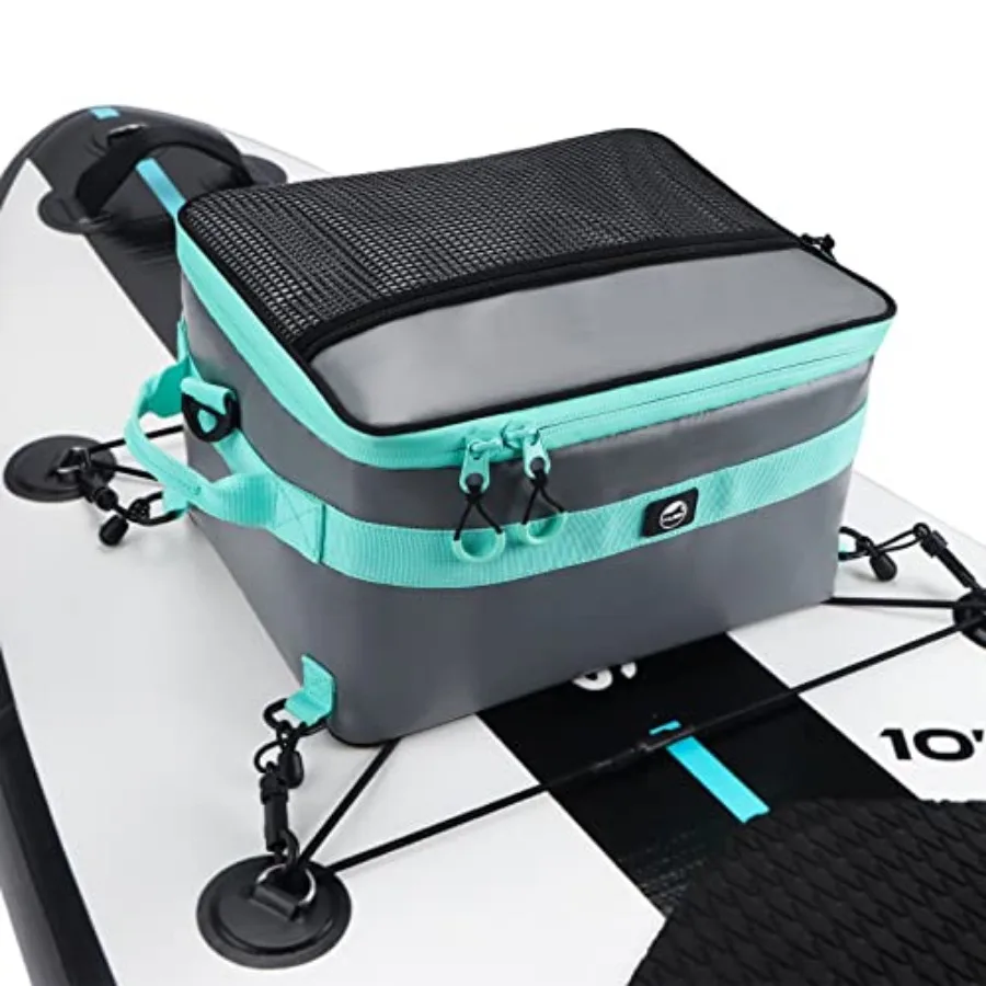 

Waterproof Paddle Board Cooler, SUP Cooler Durable PVC Material Paddle Board Deck Bag with Mesh Top Pocket, Adjustable Straps,