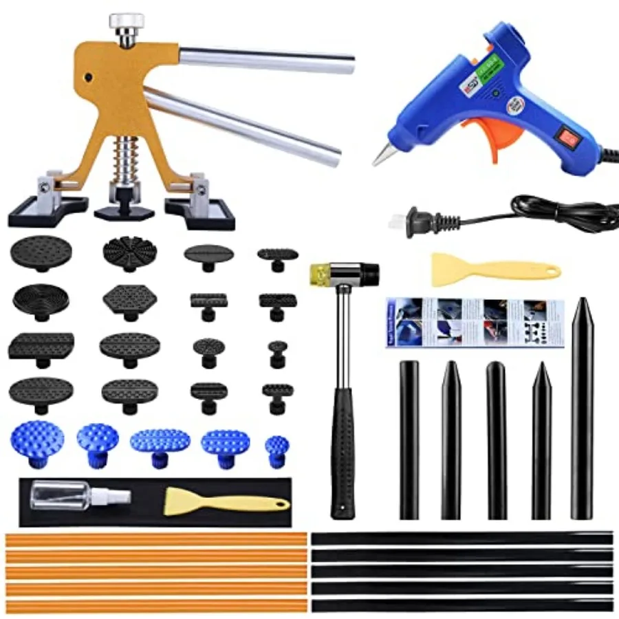 

Auto Dent Puller Kit - Adjutable Golden Dent Remover Tool Paintle Dent Repair Kit Dent Lifter Puller for Car Large and mall Din