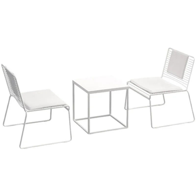 Leisure outdoor tables and chairs milk tea shop courtyard personalized wrought iron mesh dining chair balcony terrace
