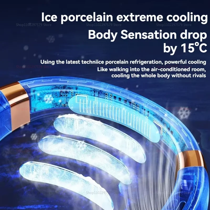 مروحة تبريد محمولة وفي الهواء الطلق مناسبة لمروحة رسن الرقبة بدون شفرة عمر بطارية طويل USB شحن مروحة بطارية LED