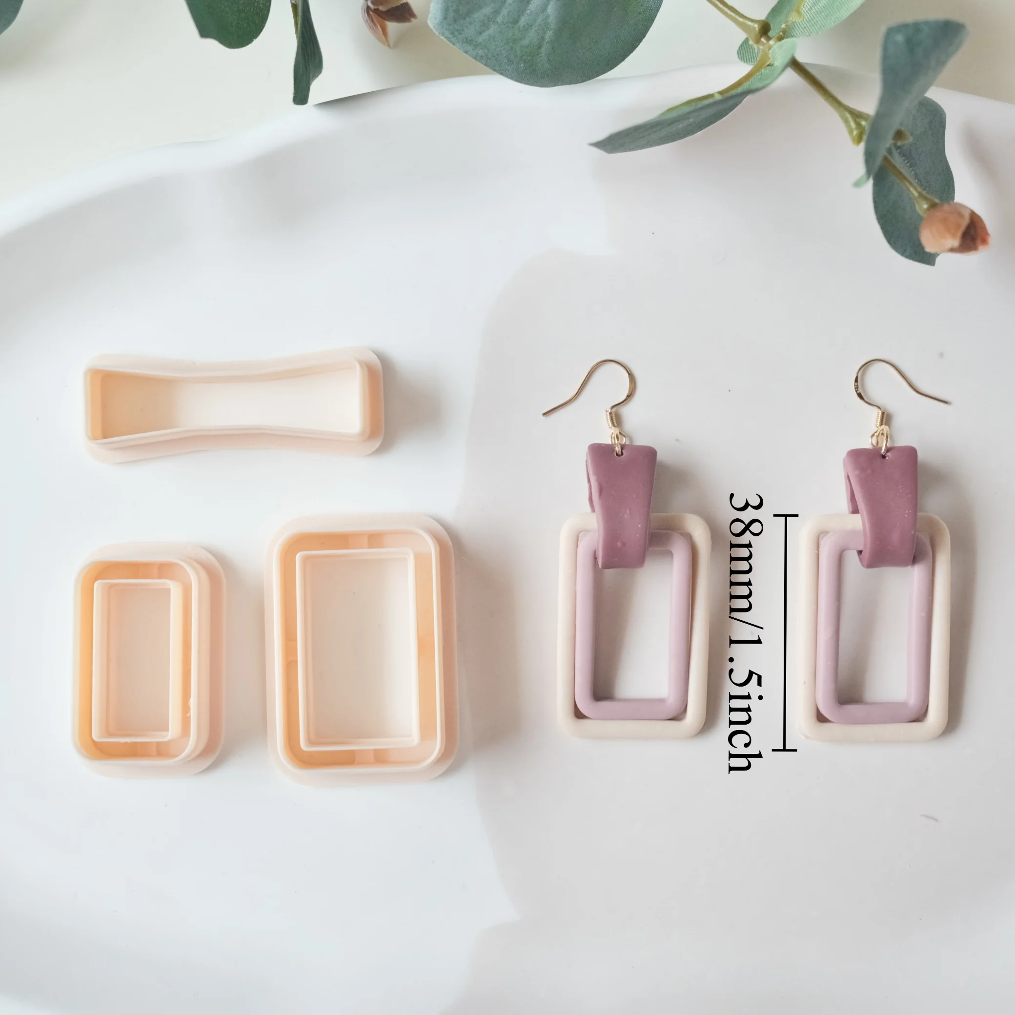 3pcs Skinny Hollow Rectangle Polymer Clay Cutters for Earrings Making, Geometric Shape Clay Cutters for Pendant Jewelry Making