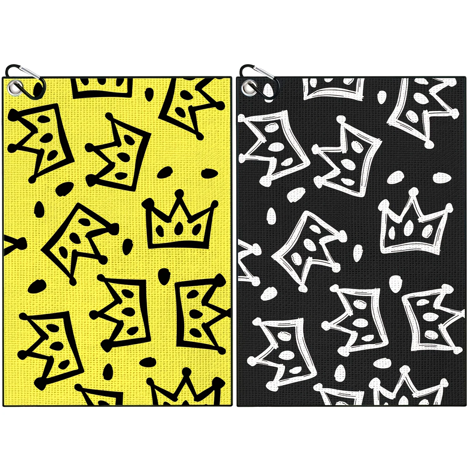 1 Golf Towel with a Cheese Crown Design Style, Made of Microfiber Polyester, with a Waffle Texture, Soft Material, with a Buckle