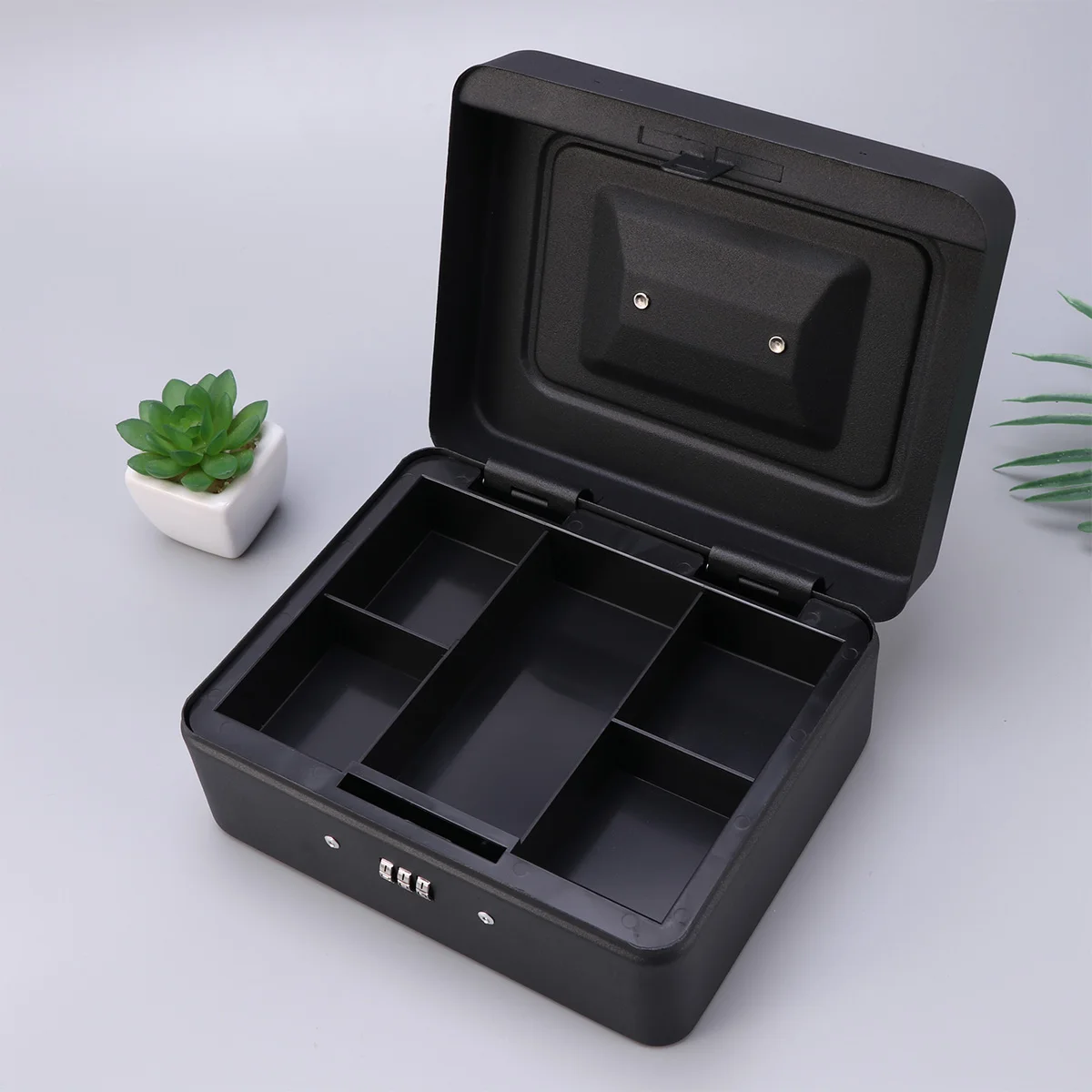 Thickened Metal Money Box Cash Organizer with Combination Lock Storage Container