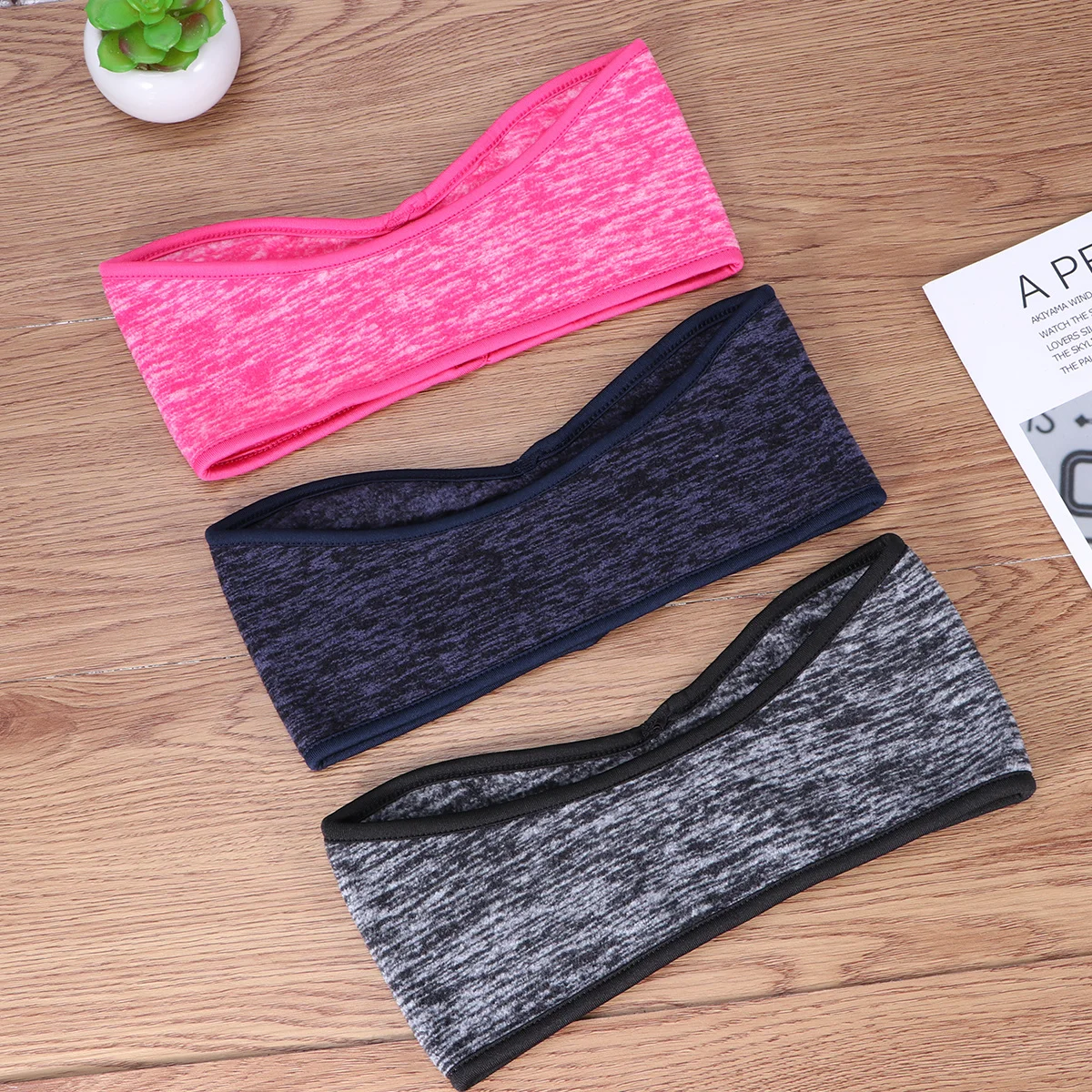 3 قطعة الصوف تدفئة الأذن عقال عدم الانزلاق ماصة للعرق لتشغيل الدراجات التنزه التزلج في الهواء الطلق استخدام رمادي أزرق وردي #4