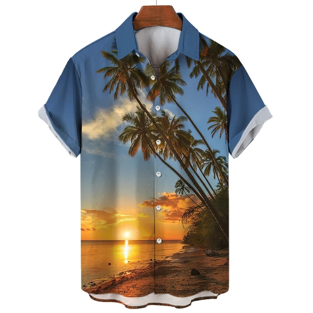 Hawaiian Plants 3D Printed Men Shirt Man/Women Casual Fashion Short Sleeves Shirts Lapel Button Tops Oversized Unisex Clothing