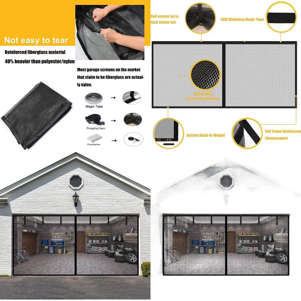 

14x7FT Single Car Garage Door Screen - Reinforced Fiberglass with Strong Magnets