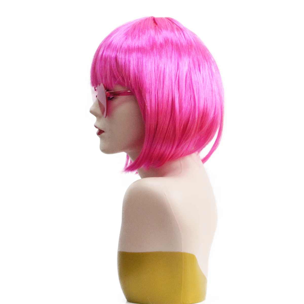Hot Pink Kurze Bob-Perücke aus Synthetik mit Pony Retro Y2K Damen Junggesellinnenabschied Halloween Club Karneval Cosplay Party – Detail 5