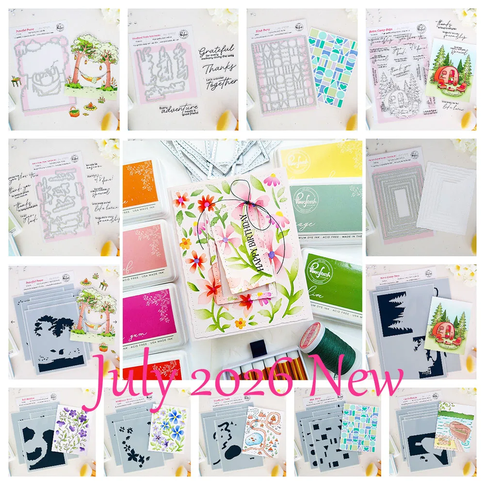 Pink Fresh Woodland Trails Metal Cutting Dies and Stamps Stencils for DIY Handmade Cards Scrapbooking Photo Album July 2026 New