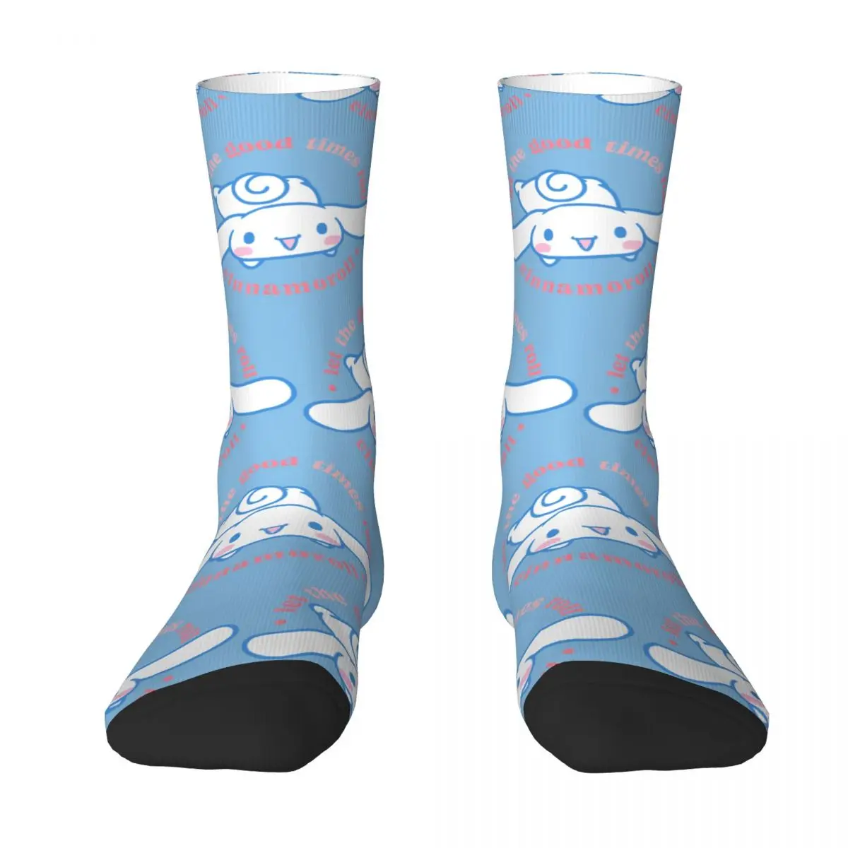 Autumn Winter Casual Women Men Cinnamoroll Let The Good Times Roll Socks Cute Breathable Basketball Socks