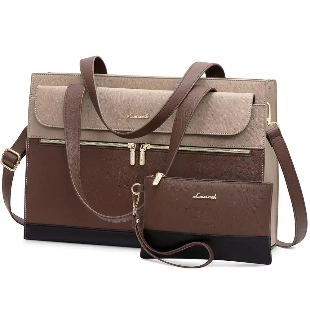 

Женская кожаная сумка для ноутбука, большая сумка-тоут для компьютера, водонепроницаемая деловая сумка для офиса и работы