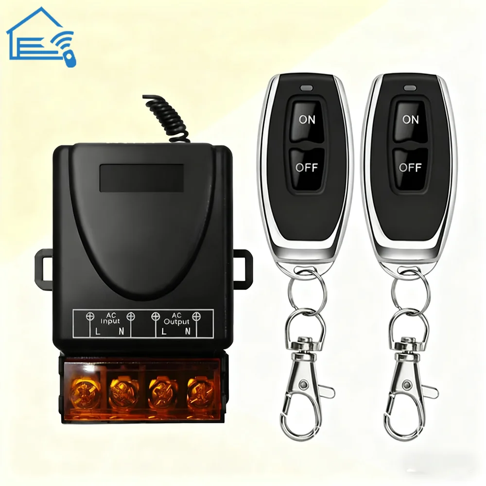 AC 72-220V RF Wireless Remote Control Switch 433mhz Receiver Transmitter 30A Relay For Water Pump Access Control