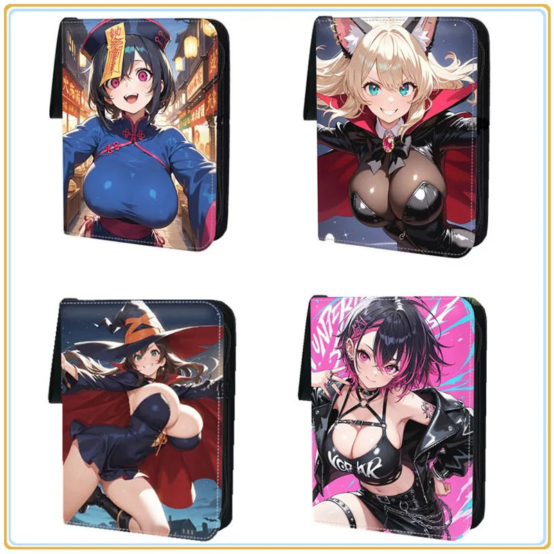 

400pcs/900pcs Anime Sexy girl Card Album Book Folder 4/9 Card Slots Collections Zipper Double Pocket Zipper Card Binder Holder