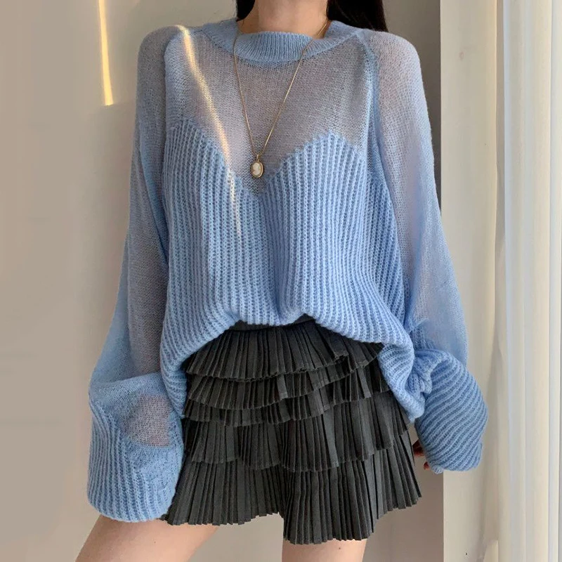 O Neck Loose Long Sleeve Pullover Sweaters Women Soft Thin Pull Femme Korean Style All Match Autumn 2024 Knitted Tops Women