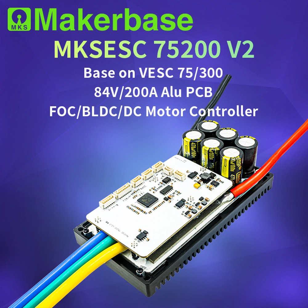 Makerbase VESC 75200 V2 84V 200A High Current With Alu PCB Based on VESC For E-Foil Fight Robot Surfboard AGV Robot