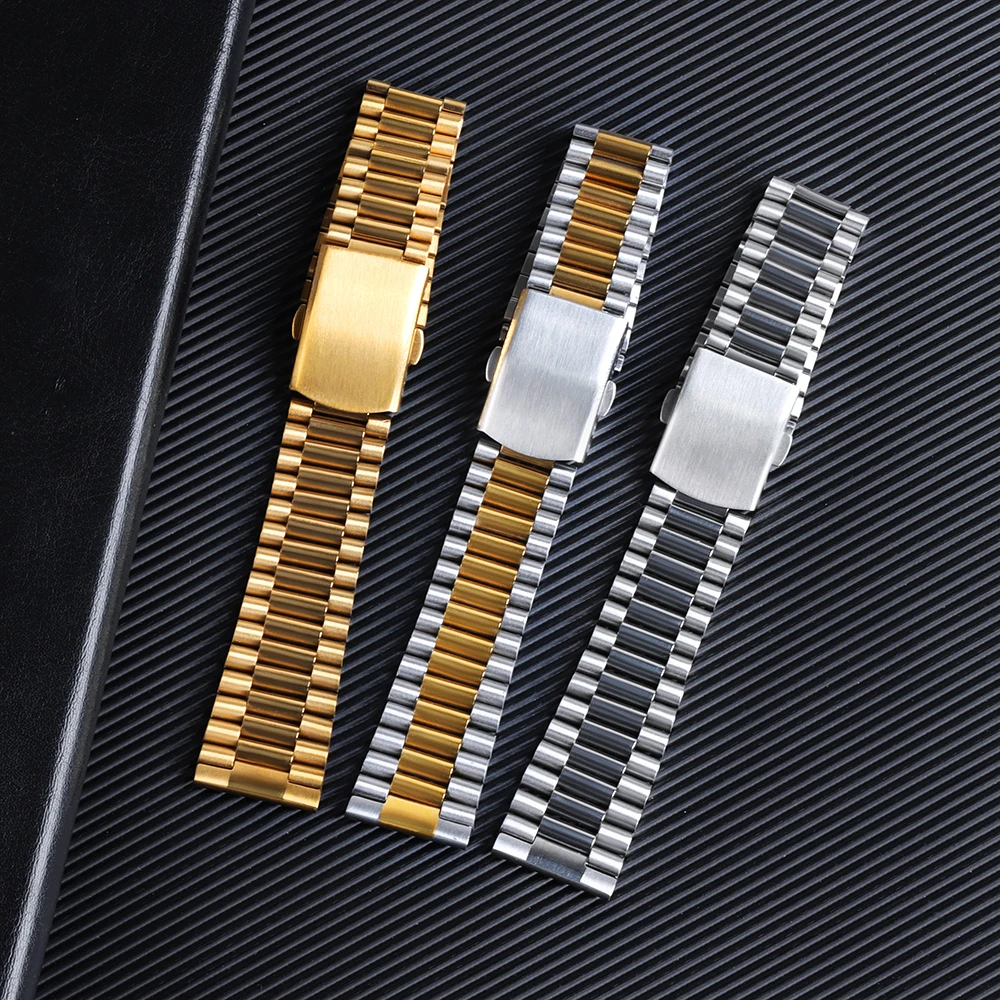 10mm 12mm 14mm 16mm Solid Stainless Steel Watch Bands Metal Business Strap Slim Men\'s Women\'s Watch Silver Gold Wrist Bracelet