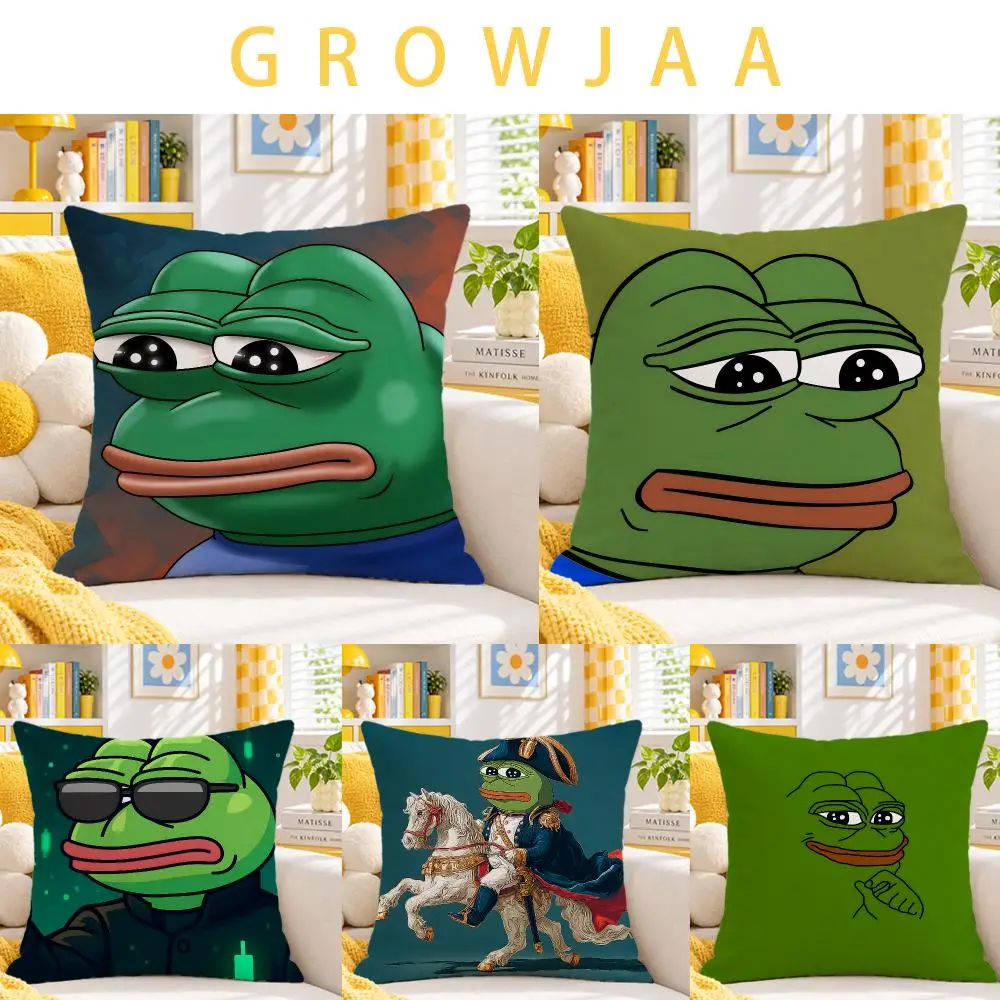 character Pepe The Frog Cushion Cover Throw Pillow Short Plush Fresh Bright Cushion for Bedroom Sofa Ornament Present Gift