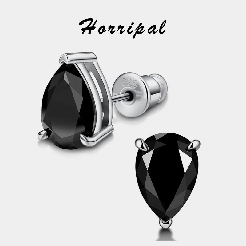 

High Quality Pear Black Moissanite Earrings for Women Sterling Silver Original Certified GRA Fashion Stud Earring Luxury Jewelry