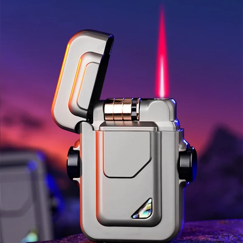 

Creative Mechanical Decompression Gyro Roller Ignition Lighter Windproof Red Flame Inflatable Lighter Personalized Men's Gift