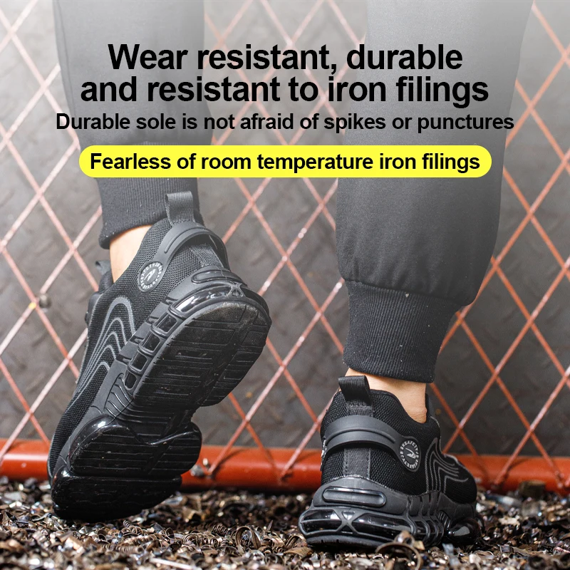 High-quality Safety Shoes Men Steel Wire Rotary Buckle Work Sneakers Indestructible Shoes Anti-smash Anti-puncture Work Shoes