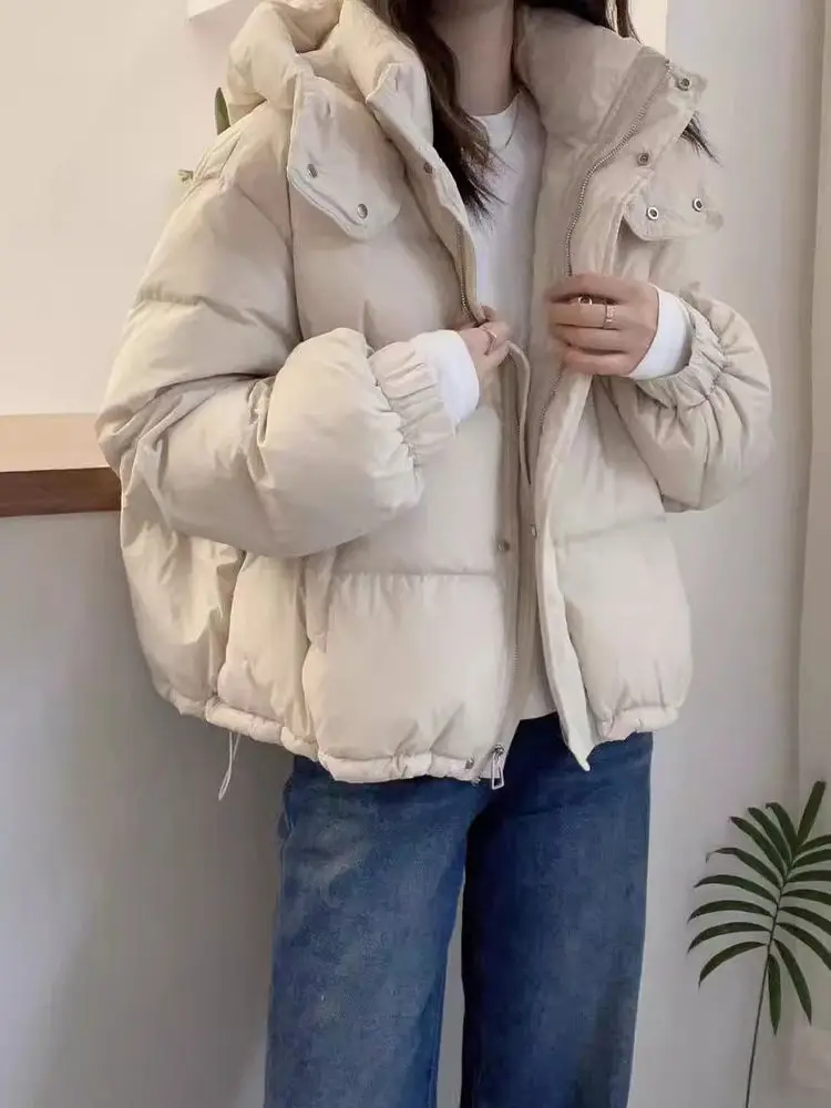 

Модная утепленная хлопковая куртка с капюшоном для женщин, новая весенняя модель свободного кроя, удобная теплая верхняя одежда в корейском стиле