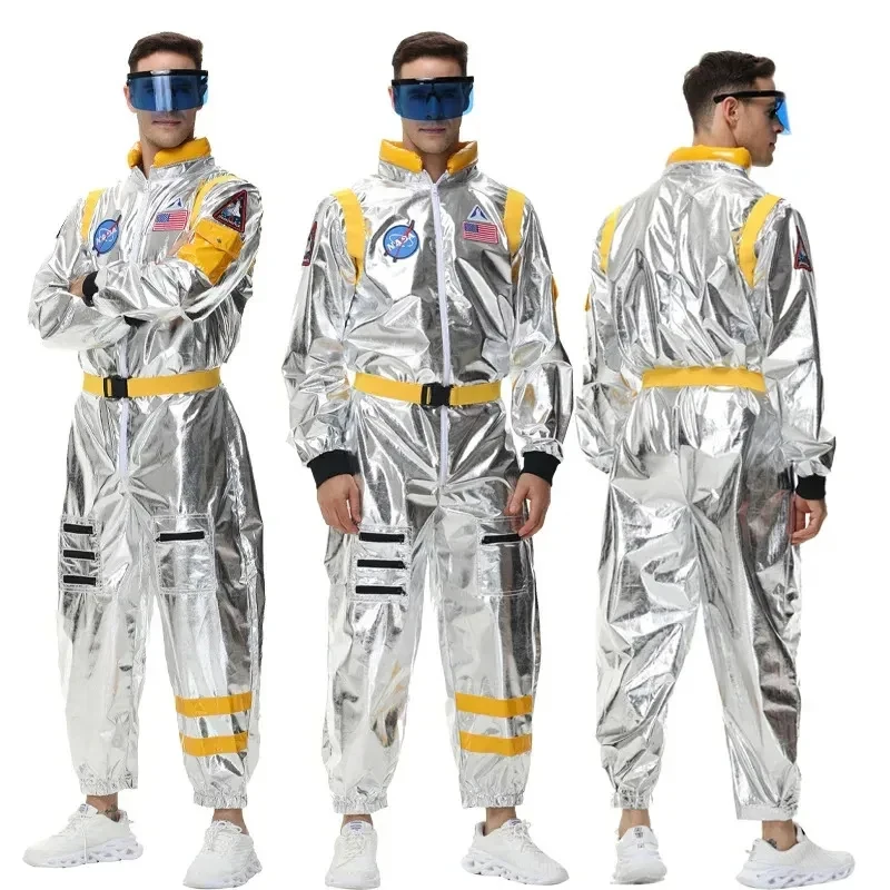 

Новый костюм для косплея на Хэллоуин: серебряный костюм космонавта для взрослых (мужчин и женщин), комбинезон космонавта, наряд для вечеринки 2026 ★